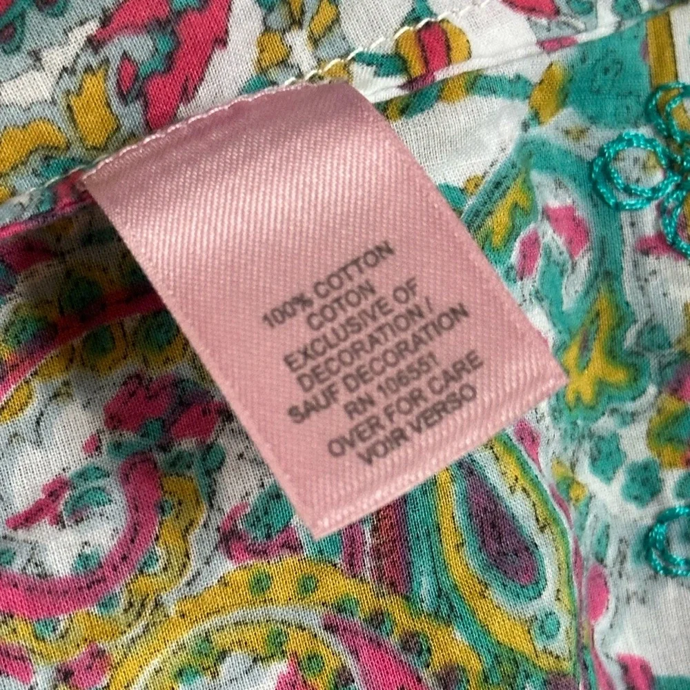 Calypso St. Barth Paisley Cotton Tunic Dress Embroidered Boho Beach Cover Up M - Picture 7 of 8
